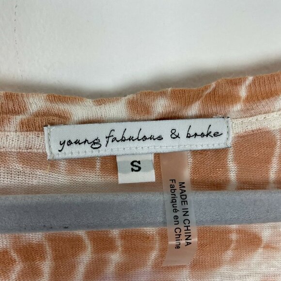 Young Fabulous Broke Tie Dye Shirt Orange Purple 100% Linen Size Small - Picture 3 of 5